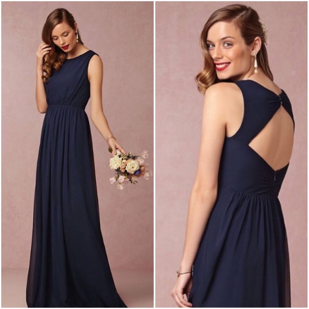 BHLDN Jenny Yoo Eloise Sleeveless Bridesmaid Dress Formal Gown Navy Blue